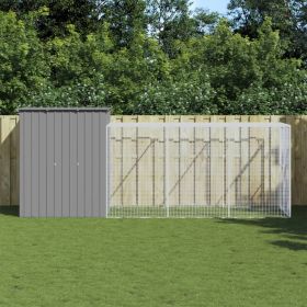 Chicken Cage with Run Light Gray 65"x179.1"x71.3" Galvanized Steel