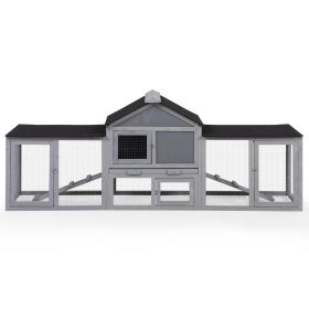 Gray Large Wooden Rabbit Hutch  with a Tray