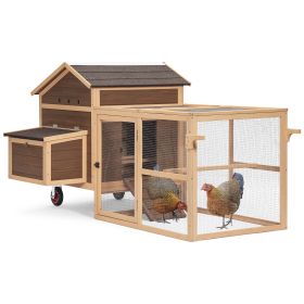 Chicken Coop with Wheels and handrails,Weatherproof Outdoor Chicken Coop with Nesting Box, Outdoor Hen House with Removable Bottom for Easy Cleaning (Color: as Pic)
