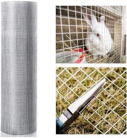 48inx100ft 1/4 in 23 Gauge Hardware Cloth Welded Cage Wire Chicken Fence mesh Rolls Square Chicken Wire Netting Raised Garden Rabbit Fence Snake Fenci (Color: Silver)