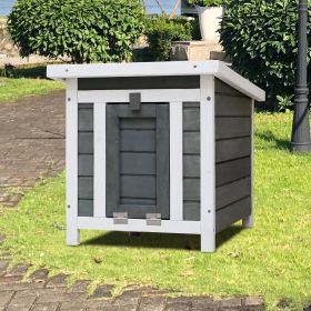 Weatherproof wooden outdoor rabbit hutch Lockable Door Openable Top Indoor for Small Animals (Color: as Pic)