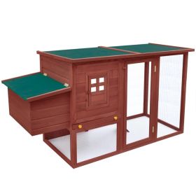 Outdoor Chicken Cage Hen House with 1 Egg Cage Brown Wood (Color: Brown)