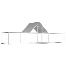 Chicken Coop 19.7'x6.6'x6.6' Galvanized Steel (Color: Silver)