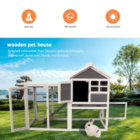 Deluxe Wooden Chicken Coop Hen House Rabbit Wood Hutch Poultry Cage Habitat (Color: as Pic)