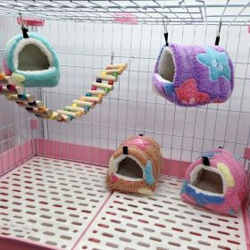 2pcs Bird Cage Parrot Cotton Nest Mini House; suitable for Hamsters; squirrels; sugar gliders; colugos; Dutch pigs; guinea pigs; Chinchillas (Color: Pink1, size: L 17x15cm)